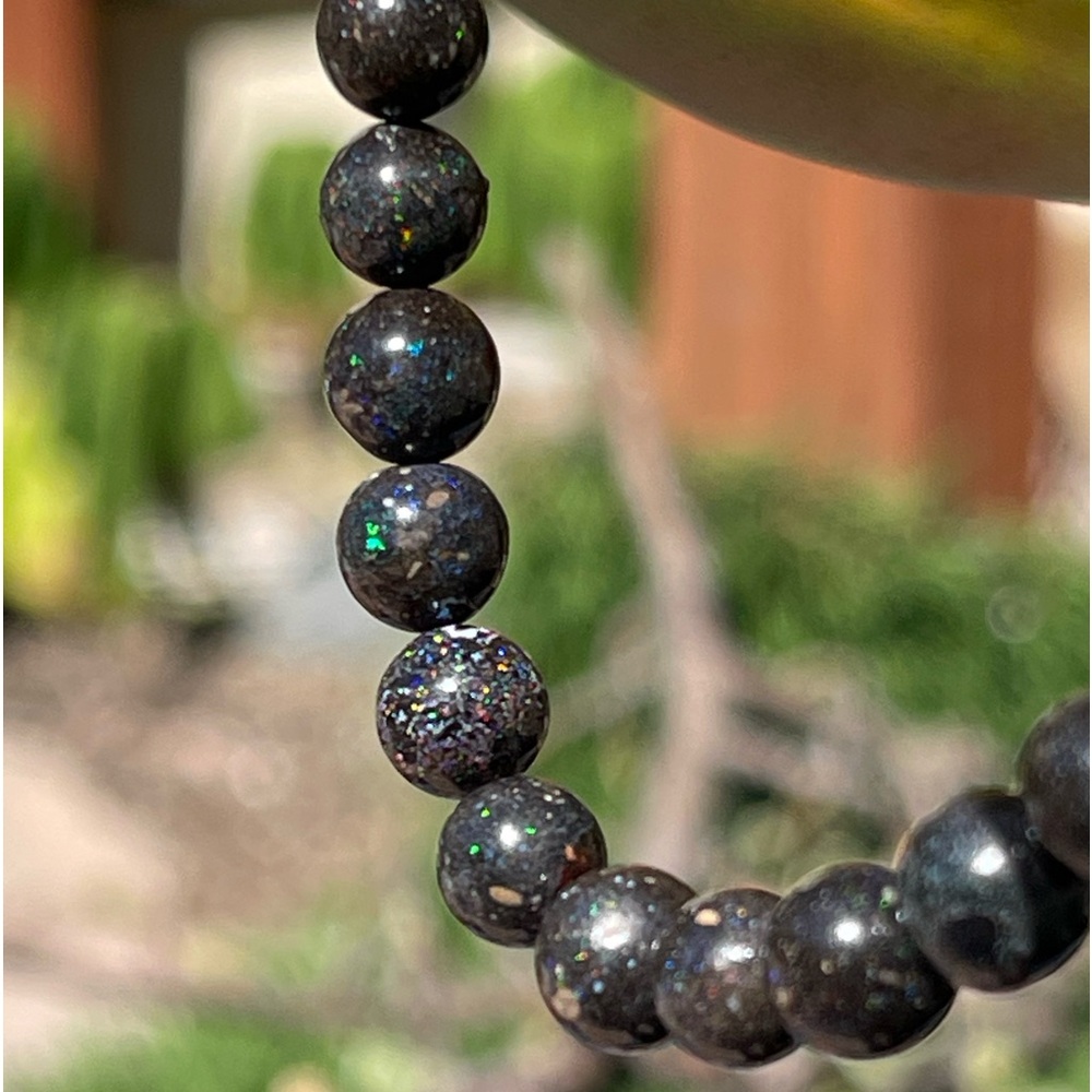 Australian Black Opal Beaded Bracelet Natural Opal Crystal Gemstone Jewelry